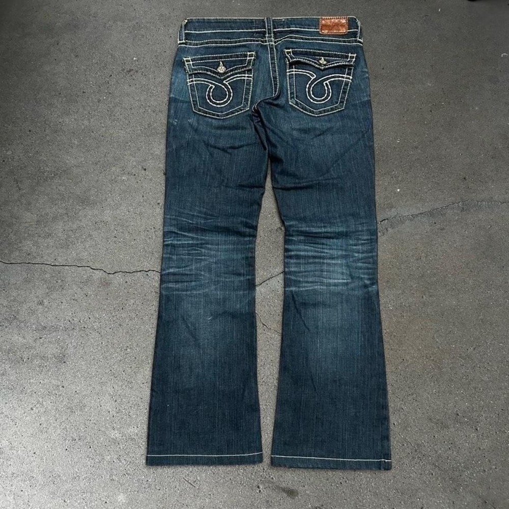 Y2K women's Big Star LIV dark blue low rise bootcut denim jeans pants 34x32